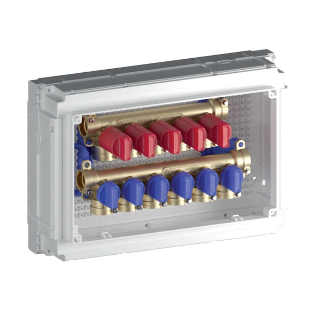 TECO K4.3 kit distribuitor cu 5/4 sau 6/5 ieșiri DN15 F13, cu robineți izolare FASTEC® DN10