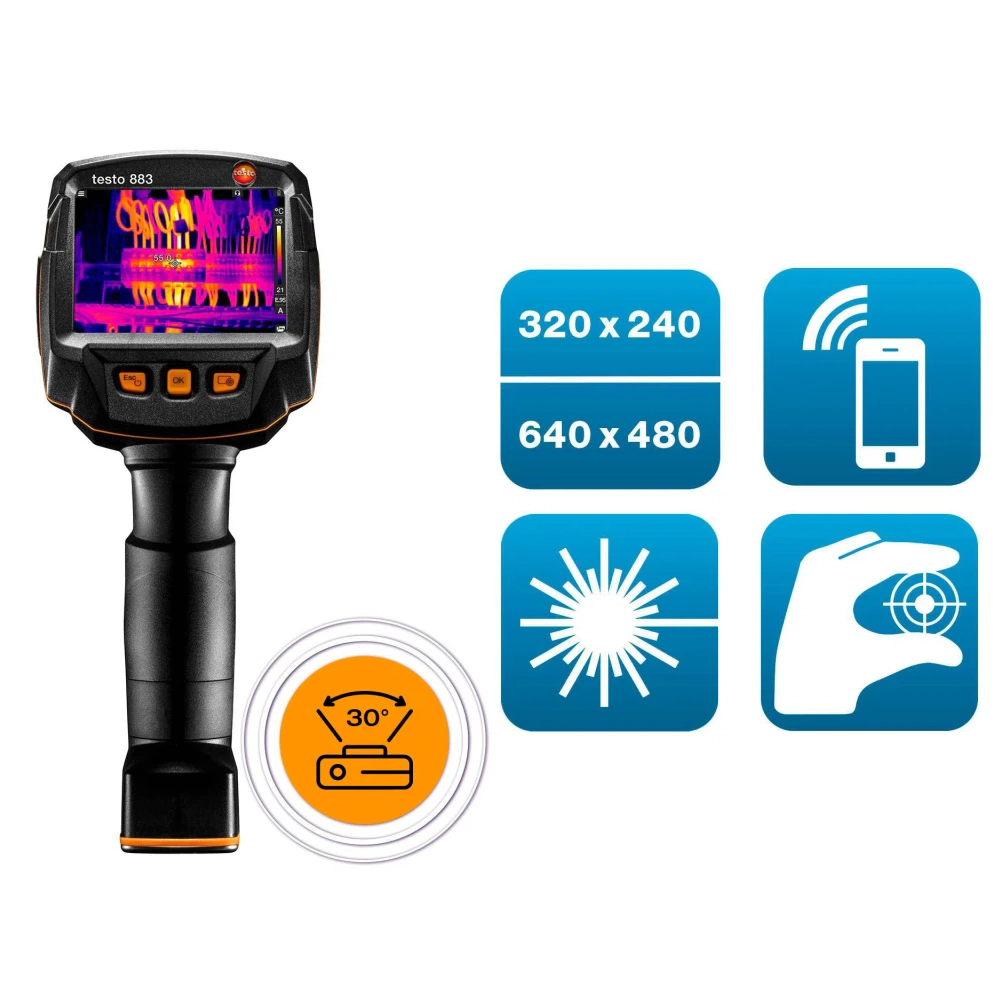 Testo 883-1 – Cameră de termoviziune (320 x 240 pixeli, focalizare manuală, aplicație, laser)