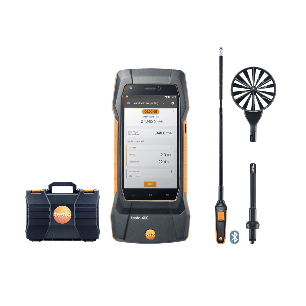 Testo 400 –  Set pentru viteza aerului cu sondă elice 16 Ø