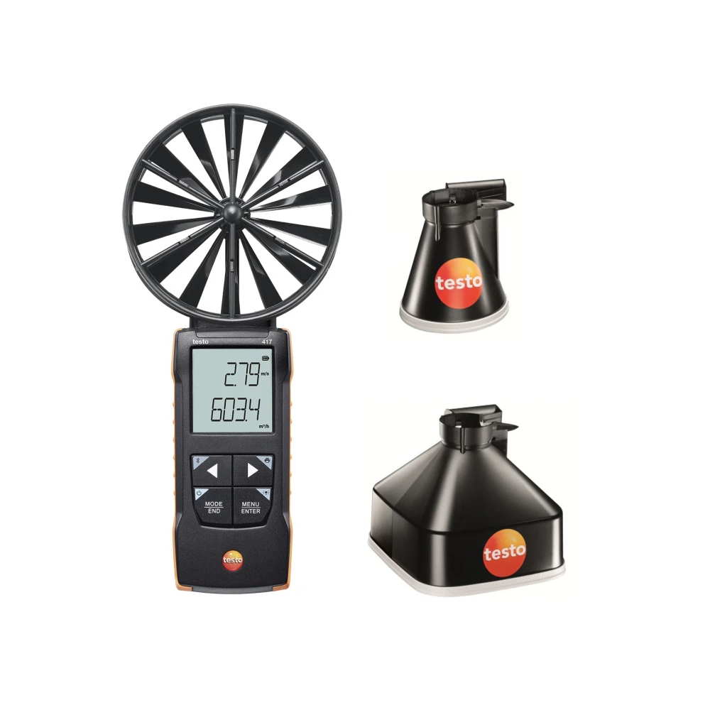 Testo 417 set 1 – Anemometru cu elice și pâlnii de măsurare