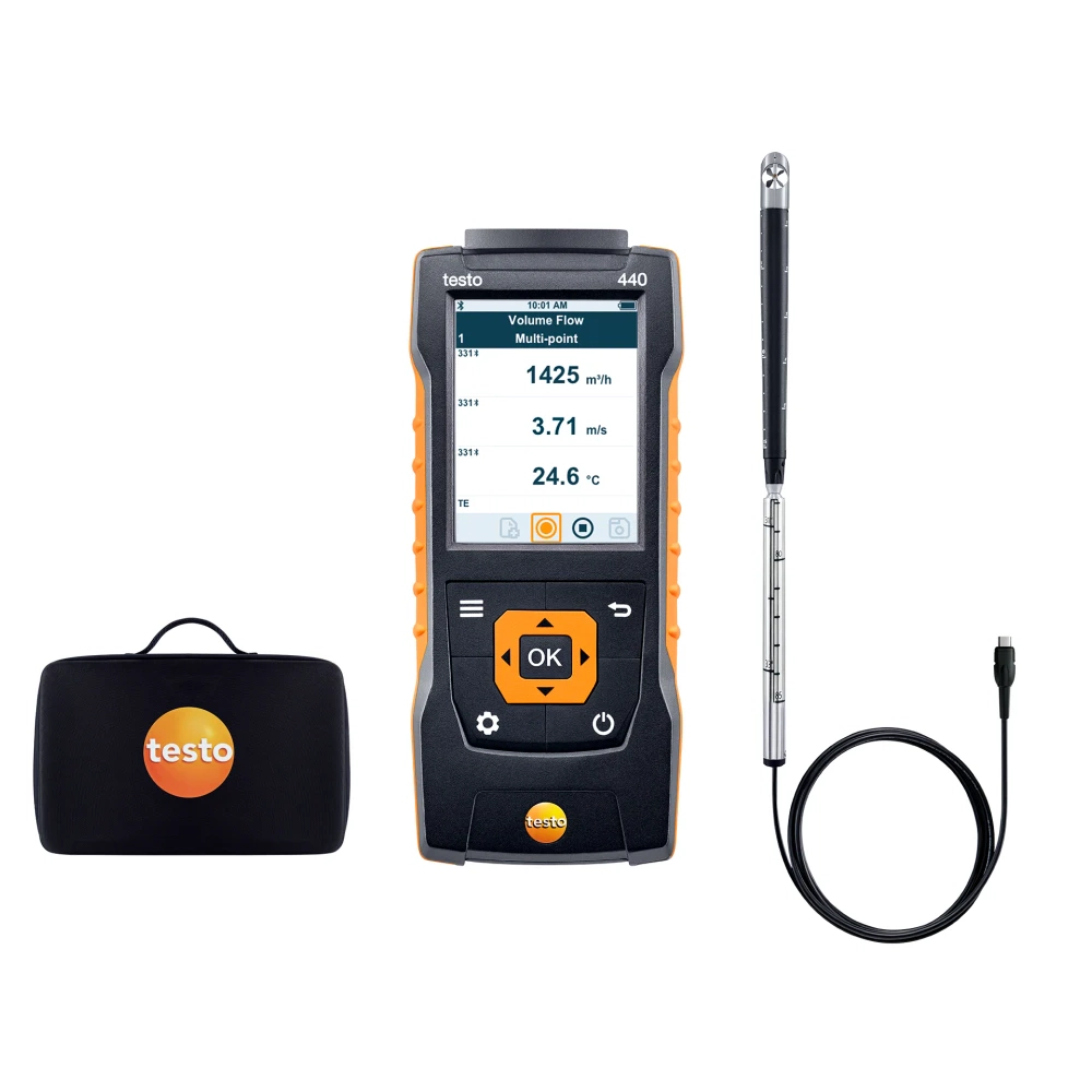 Testo 440 – Set cu sondă pentru viteza aerului cu elice de 16 mm