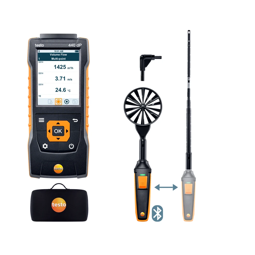 Testo 400 – delta P – Set 1 pentru viteza aerului cu Bluetooth