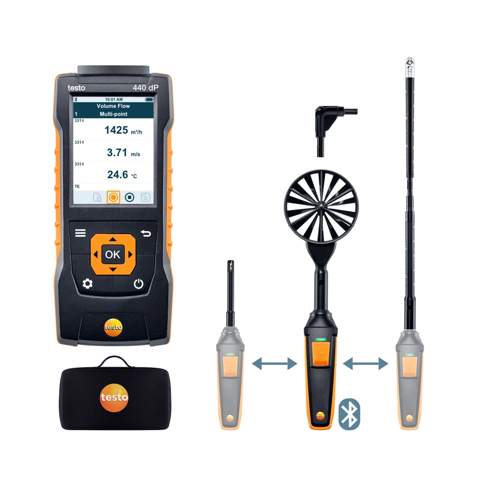 Testo 400 – delta P – Set 2 pentru viteza aerului cu Bluetooth