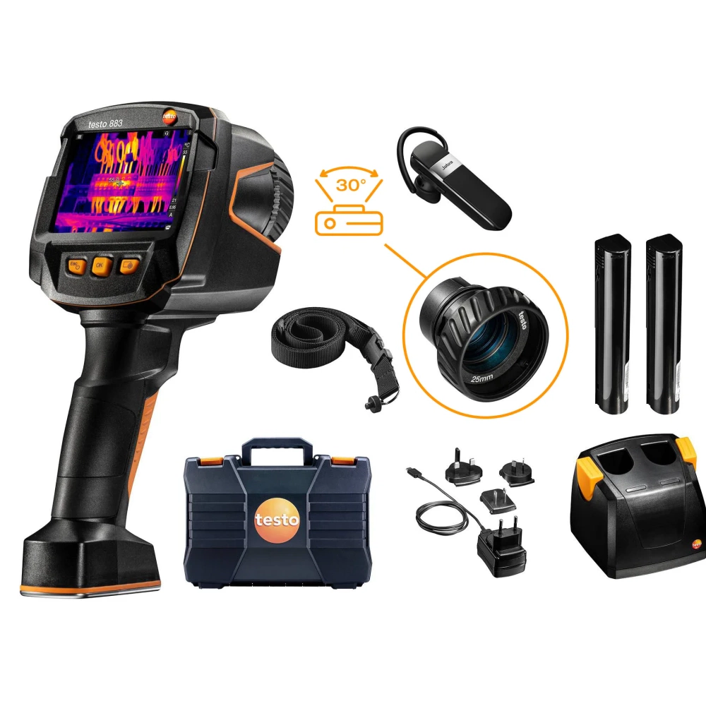 Testo 883-1 set – Camera de termoviziune Testo 883-1 cu lentile de 30° și 12° plus accesorii