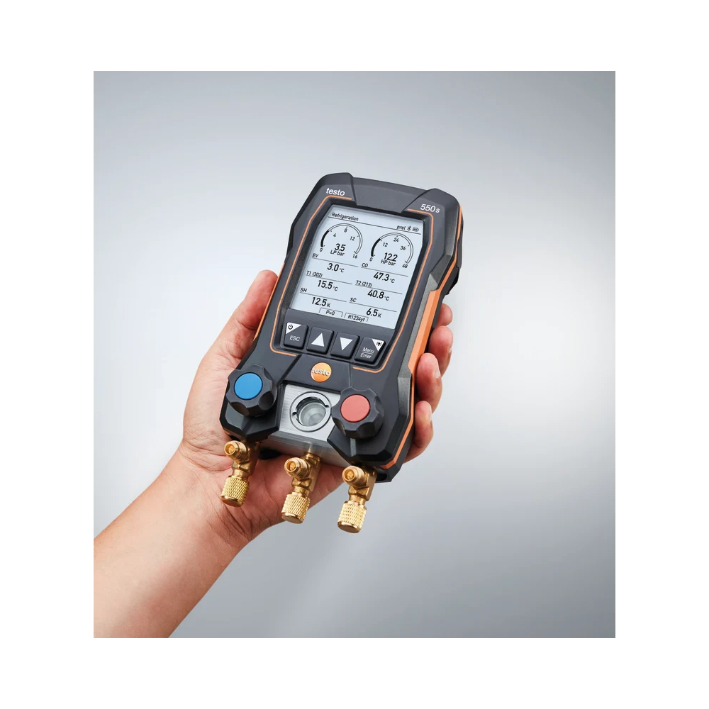 Testo 550s Set smart cu furtunuri - Manifold digital inteligent cu sonde de temperatură wireless și set de 3 furtunuri de umplere - imagine 3