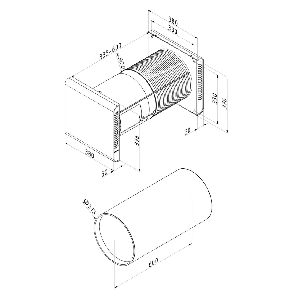 Zehnder - Tub rotund de Ø315 mm - pentru ComfoSpot 50 - imagine 2