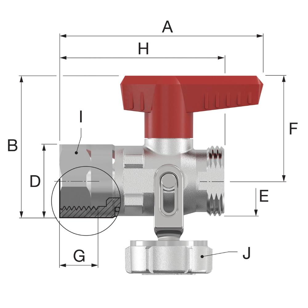 Flamco Simplex - Robinet KFE-KH F - D SV cu supapă de siguranță, cu filet interior Rp 1/2" și racord G 3/4" - imagine 3