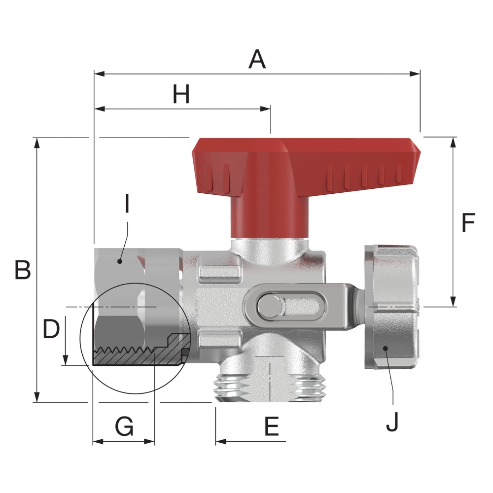 Flamco Simplex - Robinet KFE-KH F - E cu filet interior Rp 1/2" și racord G 3/4" - imagine 3