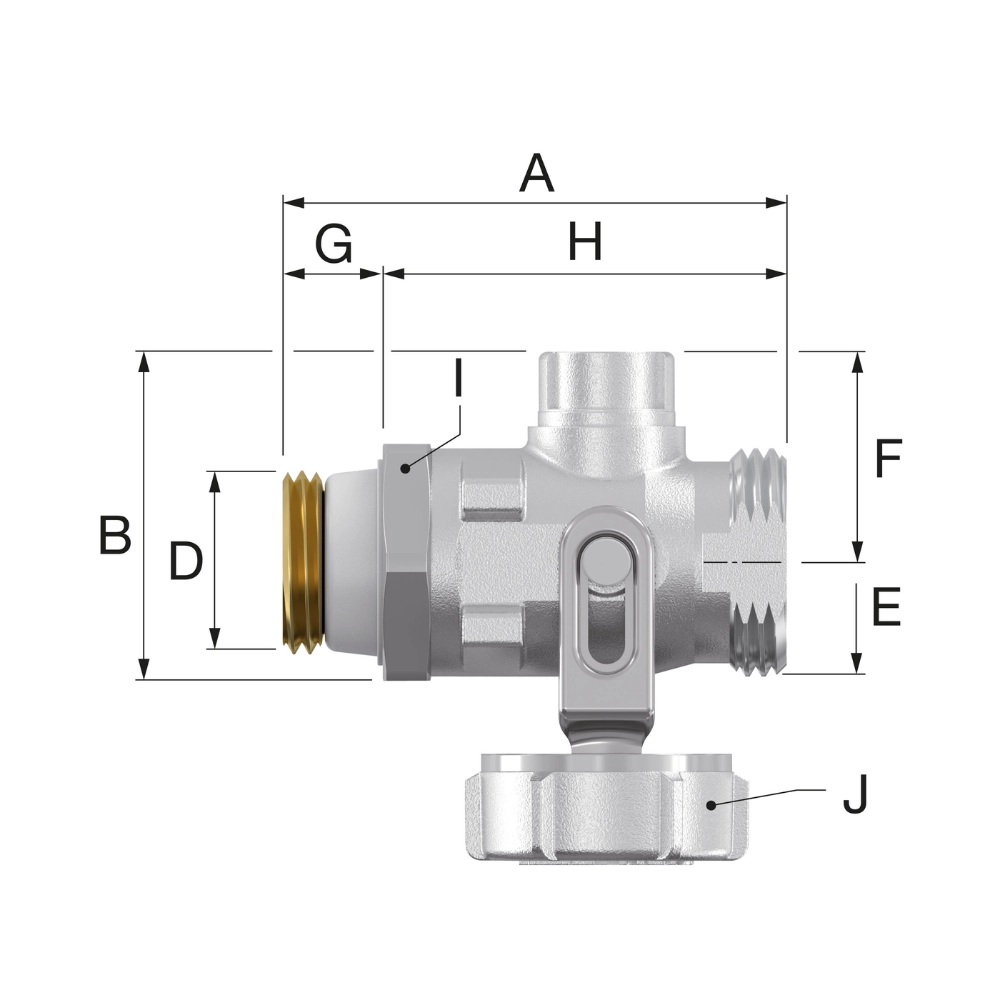 Flamco Simplex - Robinet KFE-KH fără manetă D, cu filet exterior 1/2" și racord 3/4" - imagine 3