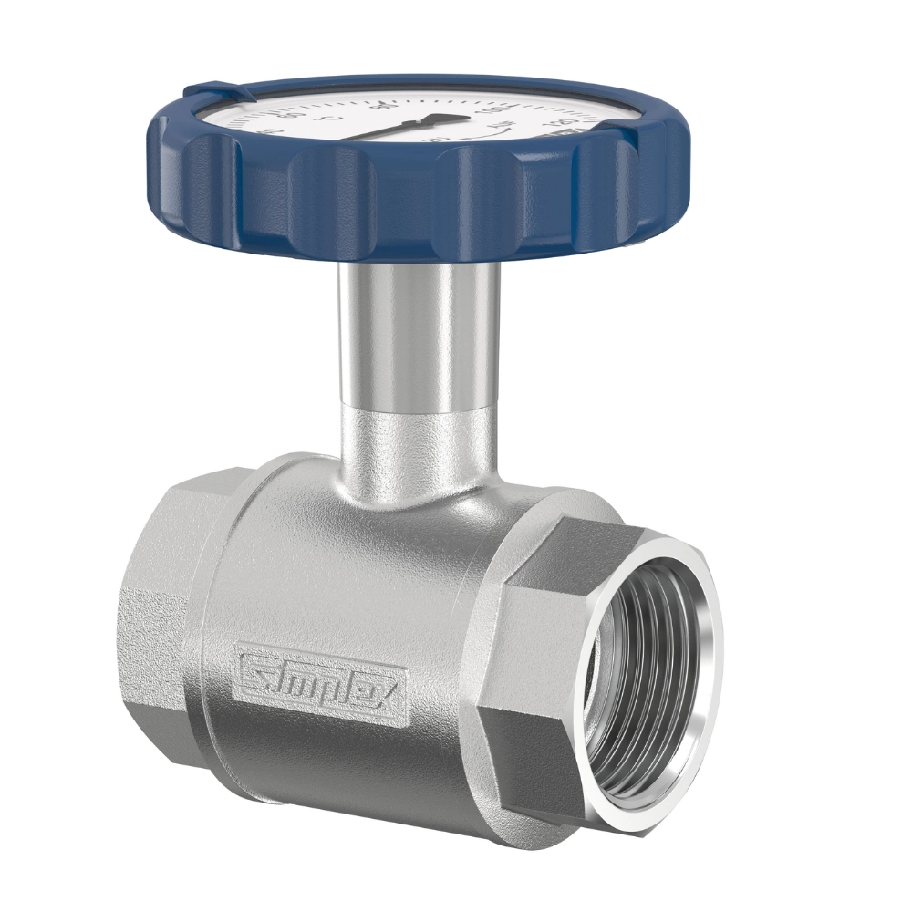 Flamco Simplex – Robinet sferic MKH TG-B cu FI și mâner termometric albastru DN20 – DN50