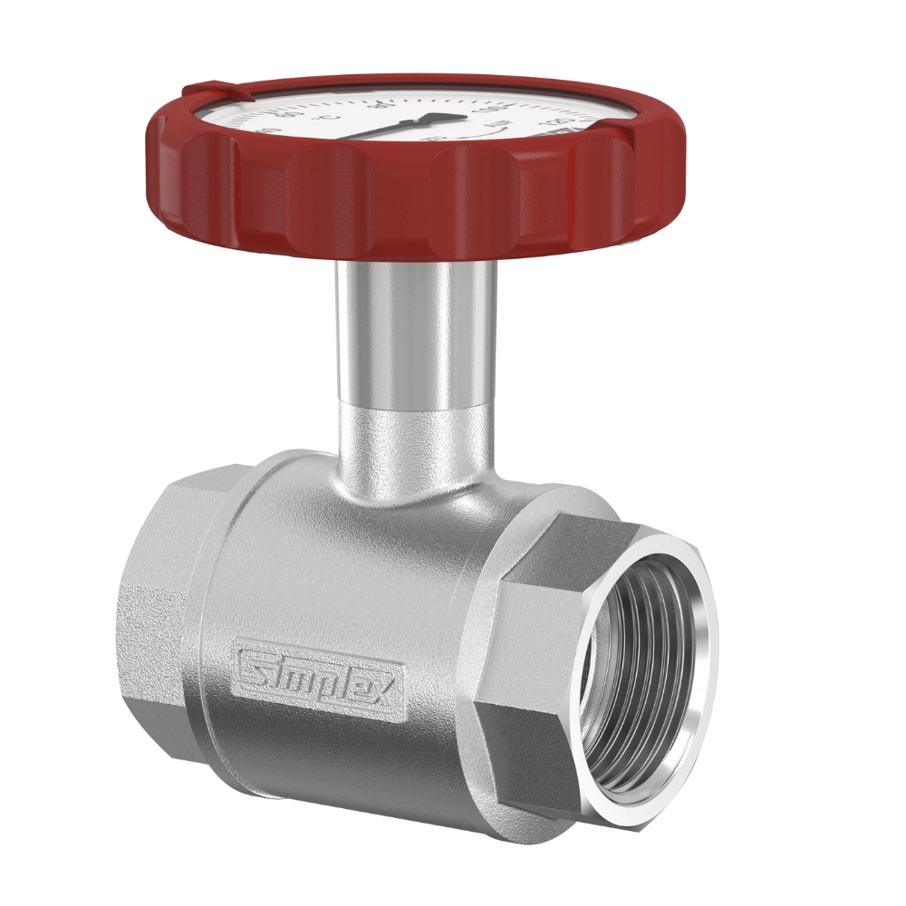 Flamco Simplex – Robinet sferic MKH TG-R cu FI și mâner termometric roșu DN20 – DN50