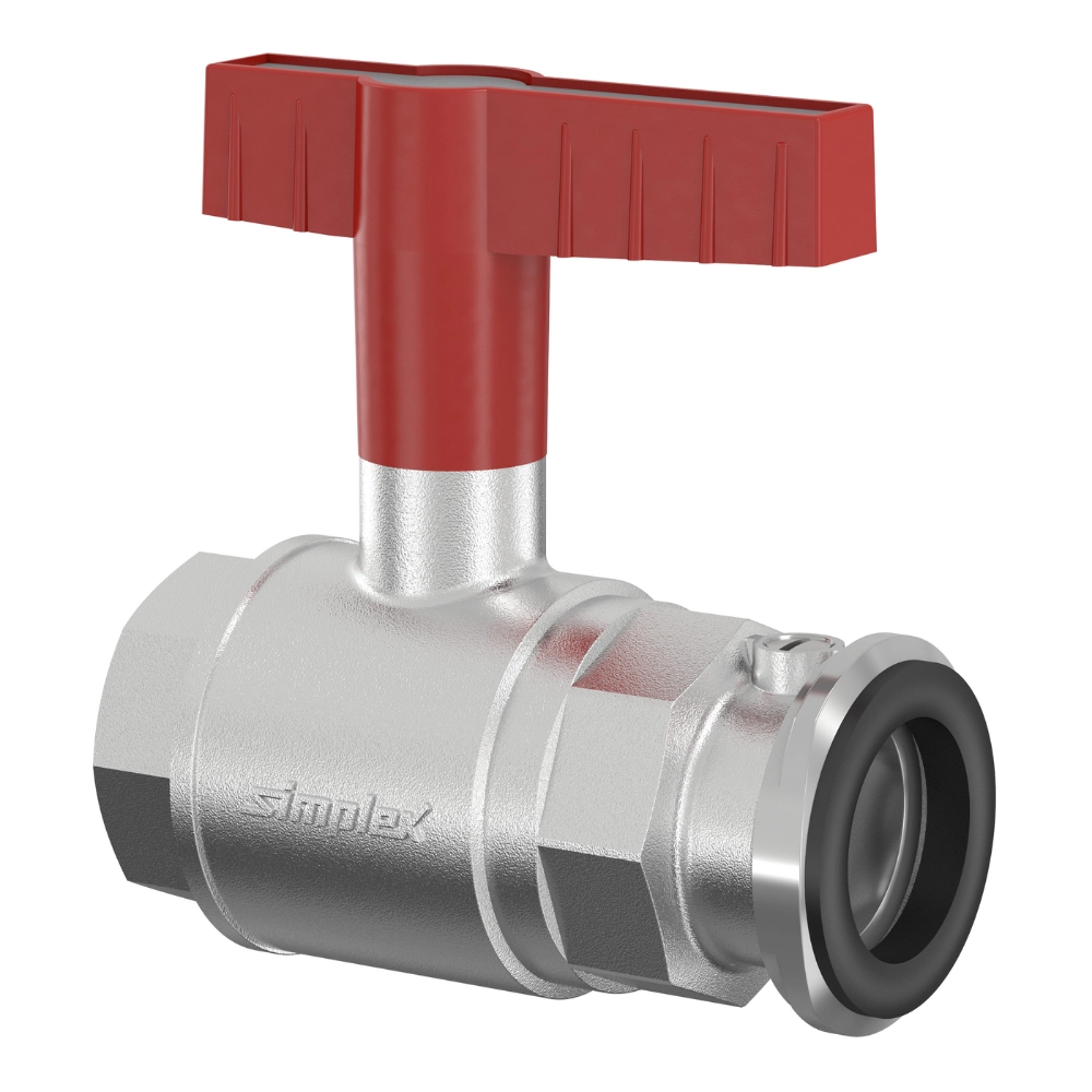 Flamco Simplex – Robinet sferic PKH SKB FG cu FI, mâner metalic și limitator retur DN 25–32