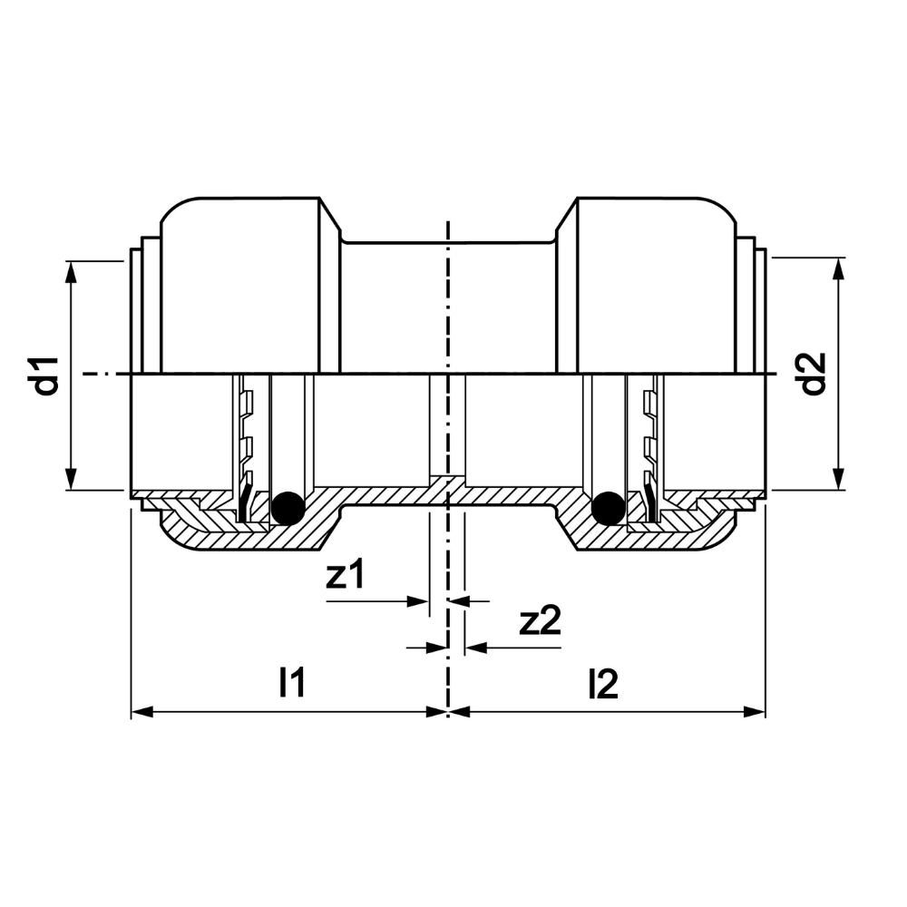 VSH Tectite 316 – Mufă dreaptă 2 x push (DN12–DN50) - imagine 2