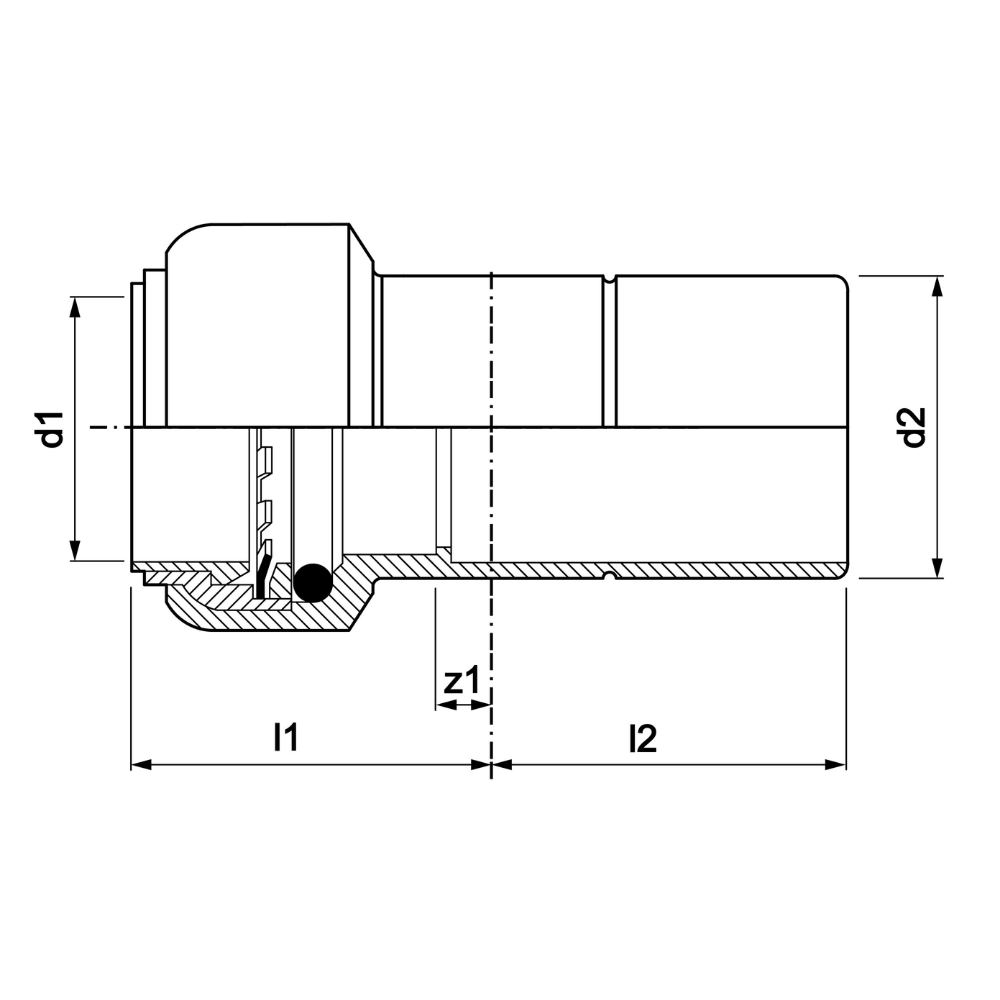 VSH Tectite - Racord drept redus cromat push x capăt de tub DN10–DN15 - imagine 2
