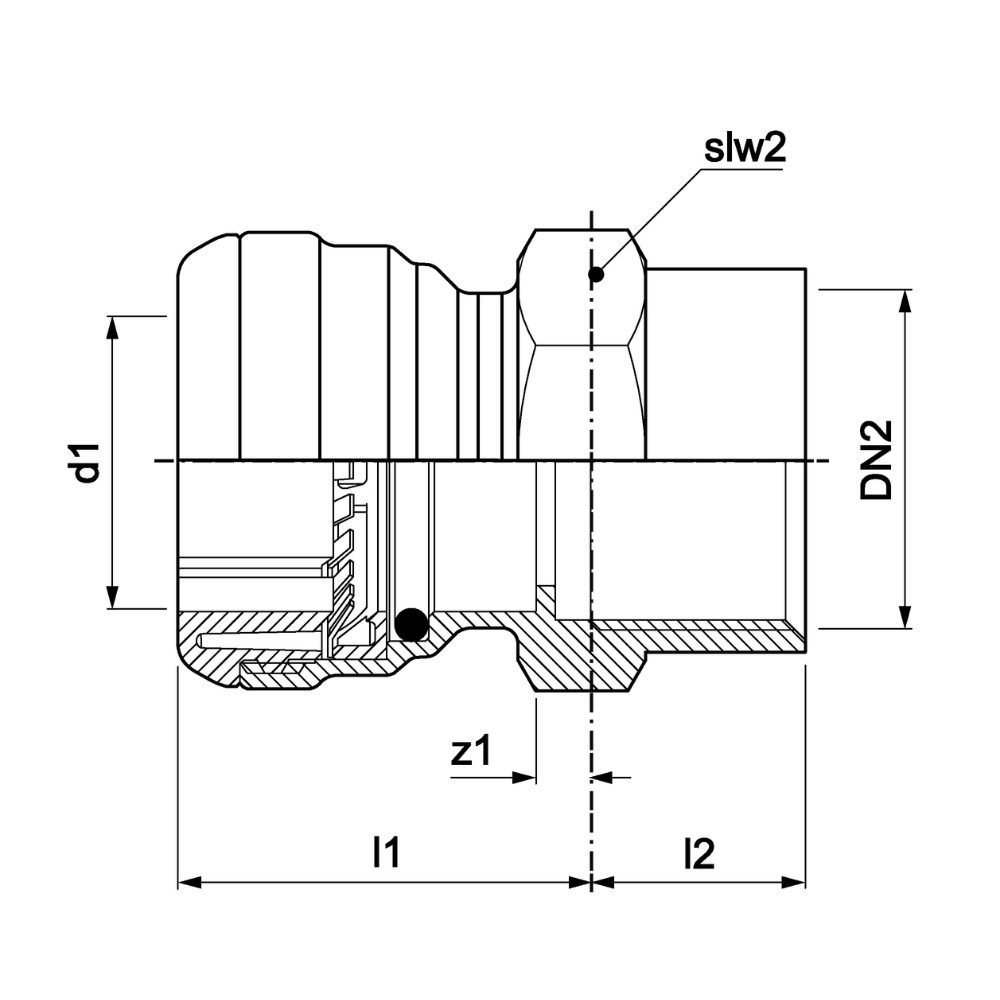 VSH Tectite - Cot drept push x filet interior – inox (15xG1/2" – 54xG2") - imagine 5
