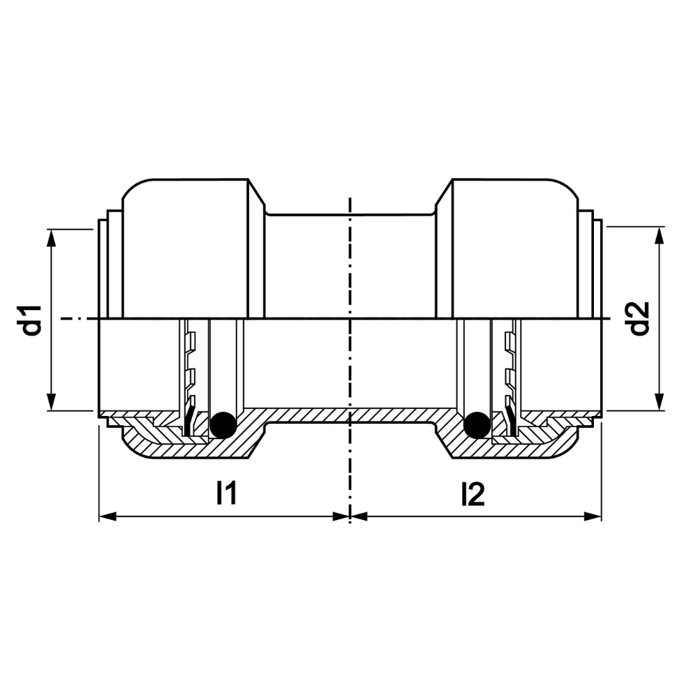 VSH Tectite - Mufă de alunecare 2 x push – inox (DN12 – DN25) - imagine 2