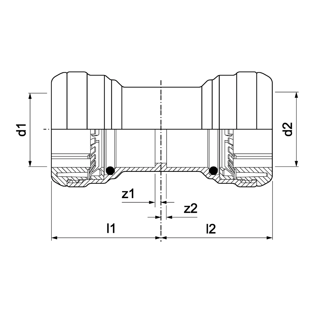 VSH Tectite - Mufă dreaptă demontabilă 2 x push – bronz (DN32 – DN50) - imagine 3