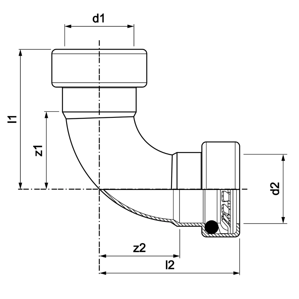 VSH Tectite Sprint - Cot 90° cu 2 capete push (DN10 – DN25) - imagine 2