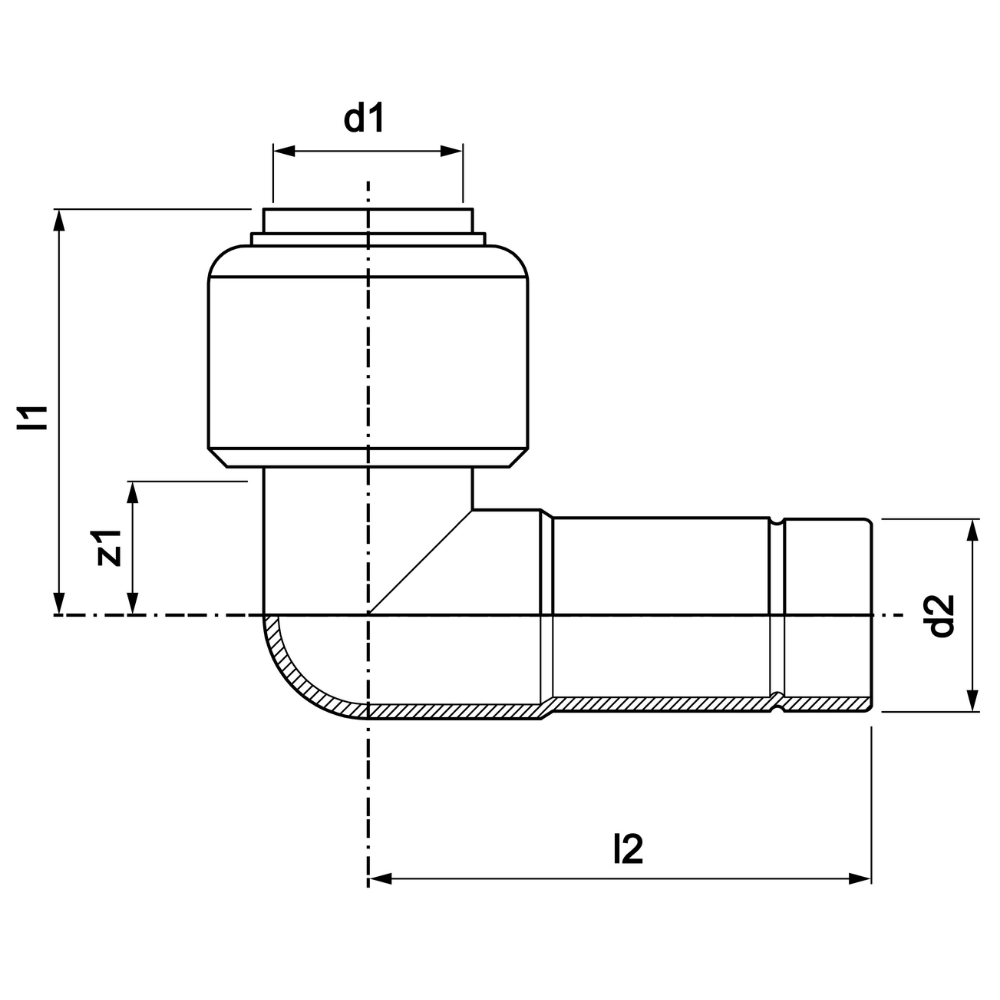 VSH Tectite - Cot 90° push x filet exterior (DN12–DN25) - imagine 2