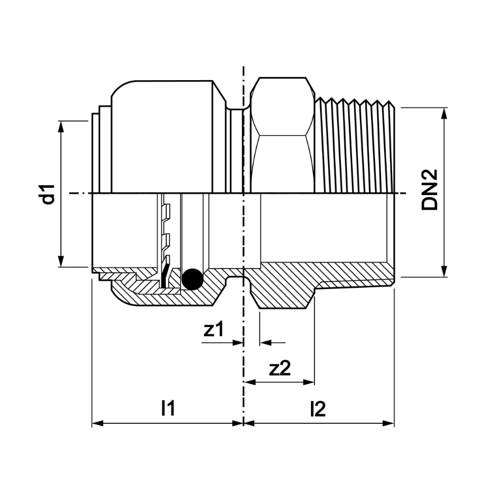 VSH Tectite - Niplu drept push x filet exterior (DN32–DN50) - imagine 2