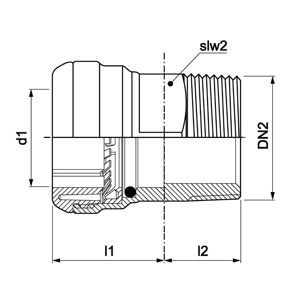 VSH Tectite - Niplu drept push x filet exterior (DN32–DN50) - imagine 4