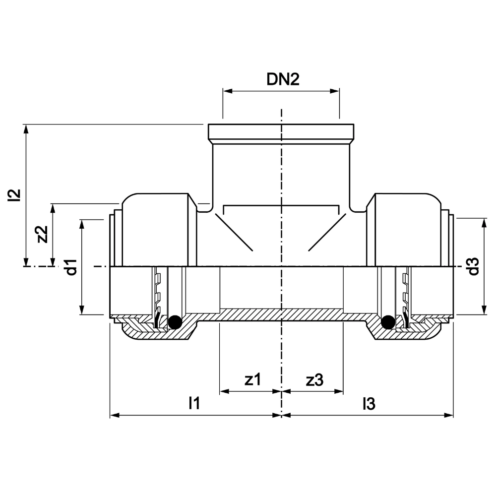 VSH Tectite - Teu de ramificație push x filet interior x push (DN12 – DN40) - imagine 2