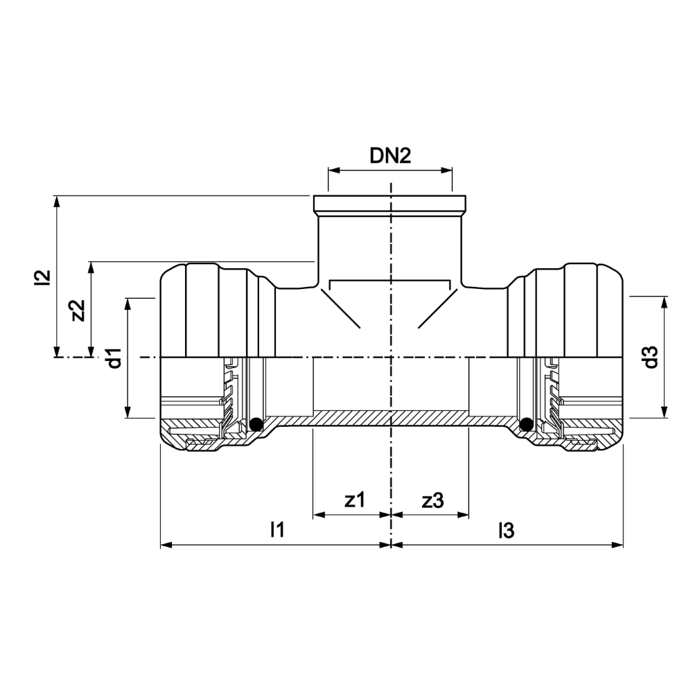 VSH Tectite - Teu de ramificație push x filet interior x push (DN12 – DN40) - imagine 4