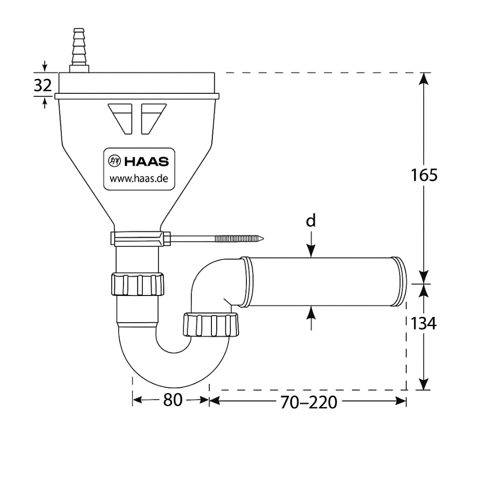 HAAS - Sifon Multitri cu descărcare liberă și fixare DN 50 - imagine 2