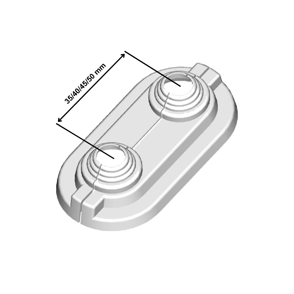 WINKLER TECHNIK – Rozetă dublă ajustabilă pentru două țevi, cu decupaj inelar și distanță 50 mm (50 buc) - imagine 2
