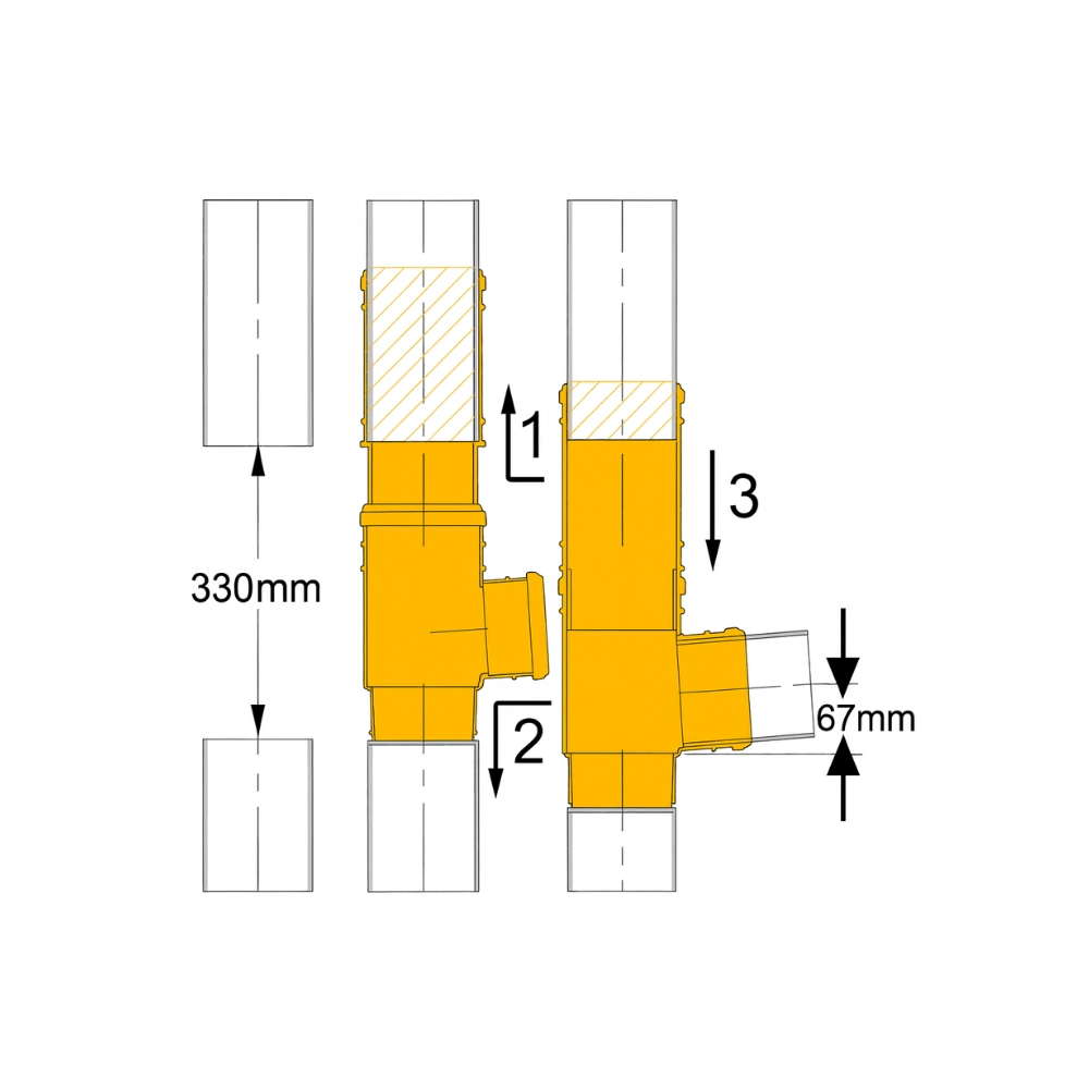 HAAS - Ramificație glisantă T OHA-HTEA „Myriam”, DN 110/110, 87° - imagine 2
