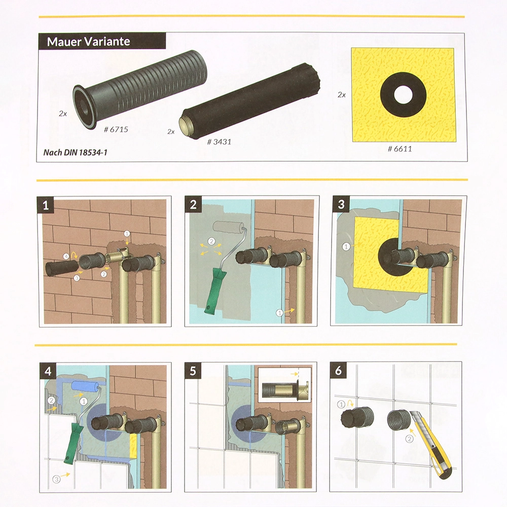 HAAS – Set etanșare interioară Dichtfix „Long”, ½″, filet alamă + 2 dopuri de construcție - imagine 6